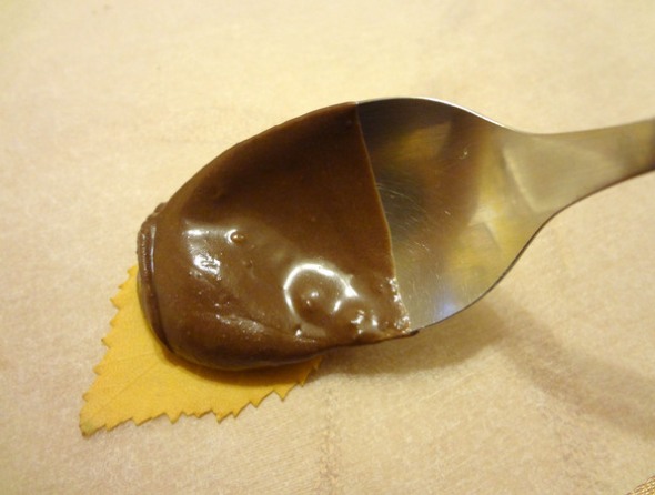 Шаг 2 - нанесите растопленный шоколад на обратную сторону листика