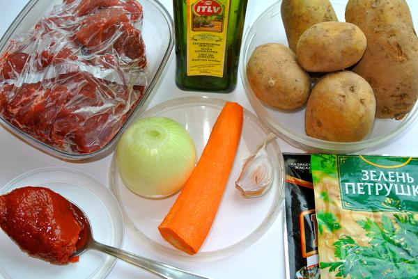 Жаркое по-домашнему с говядиной и картошкой - ингредиенты