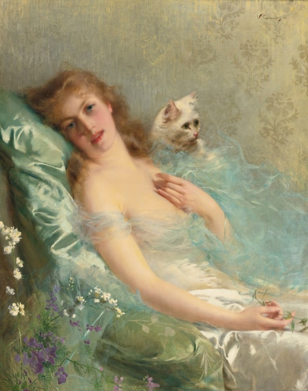  Белый кот, 1891. Витторио Маттео Коркос 