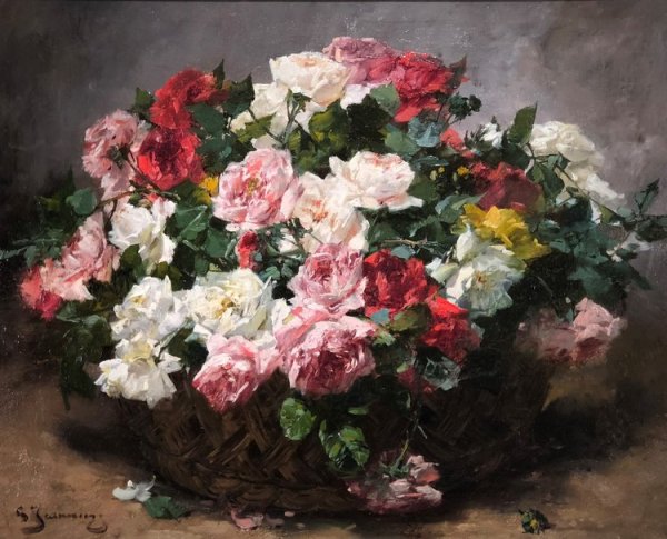 Корзина роз. Жорж Женнин (Georges Jeannin,1841-1925), французский художник