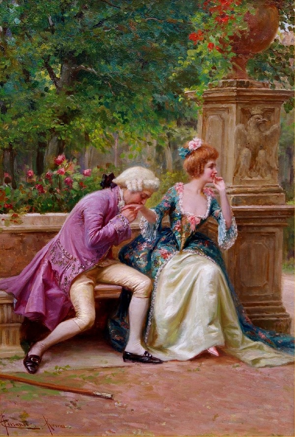 Любовное наступление, 1908. Карло Ферранти (1840-1908), итальянский художник