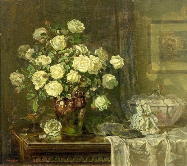 Натюрморт с розами. Карл Тома-Хёфель (1866-1923), швейцарский художник