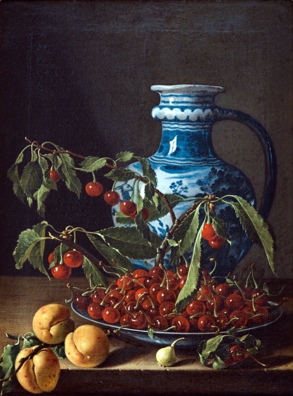Natyurmort s vishney abrikosami i kuvshinom 1773 Luis Melendes