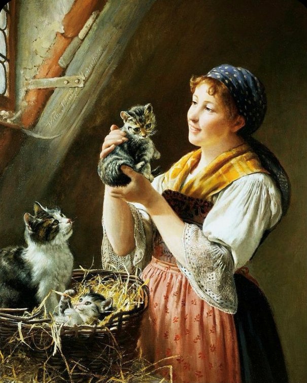 Очаровательные котята. Вильгельм Шютце (1840-1898), немецкий художник
