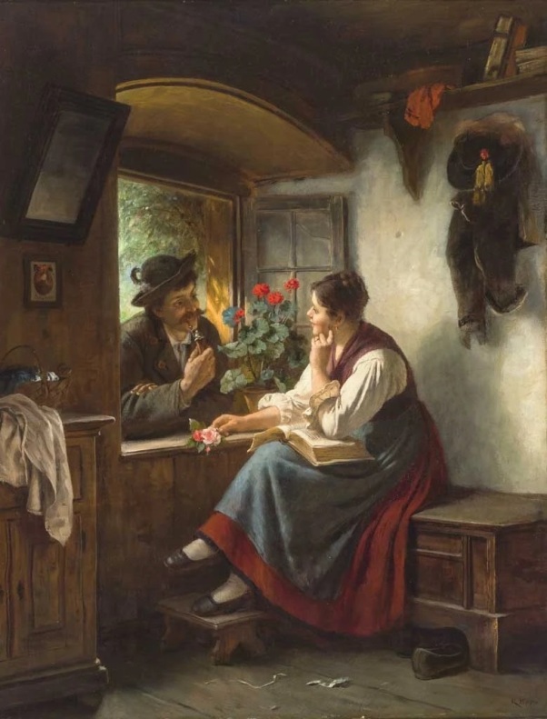  Возлюбленная. Холст, масло. 92 x 71 см. Рудольф Эпп (1834-1910), немецкий художник, представитель мюнхенской школы живописи.