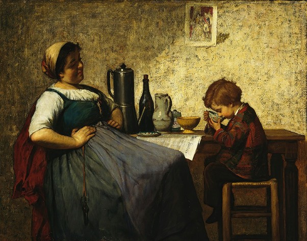 Материнская радость, 1868. Адольф фон Беккер (1831-1909), финский художник 