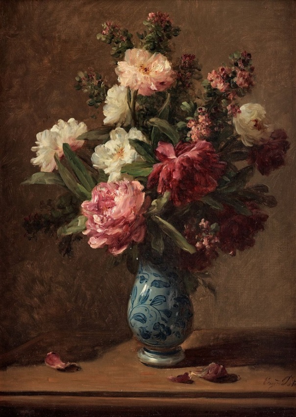  Натюрморт с пионами. Эжен Пети (1839-1886), французский художник-флорист и дизайнер по текстилю.