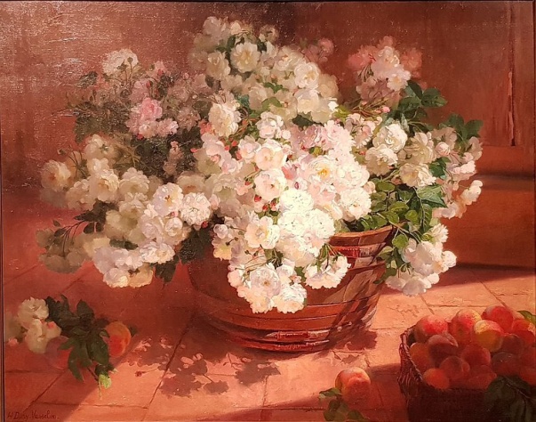 Белые розы и персики. Гортензия Дьюри-Васслон (1860-1924), французская художница. Музей изящных искусств, Франция.
